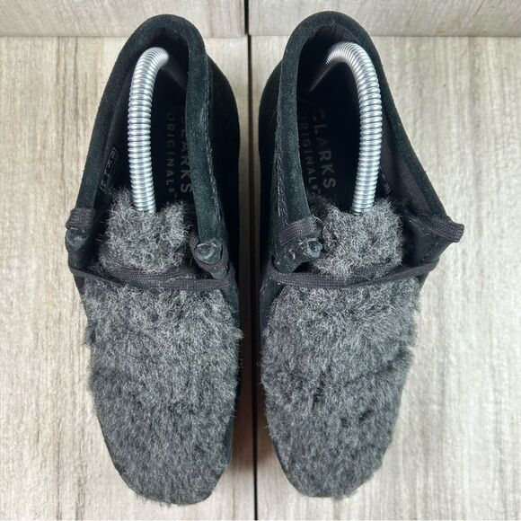 Clarks Wallabee Originals Black Faux Fur Suede Desert Chukka Boot Women’s Size 7 - Picture 6 of 10